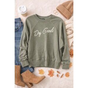 Dry Goods Cozy Sage Green Graphic Sweatshirt Women's Size XS Crewneck